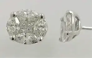 Wish Fine Jewelry 0.76ct Diamond 18K Gold Earrings Illusion | Thumbnail 2 Wish Fine Jewelry 0.76ct Diamond 18K Gold Earrings Illusion | Thumbnail 2