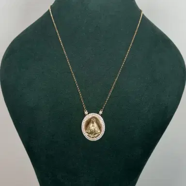 Wish Fine Jewelry 0.90ct Diamond 18K Gold Our Lady of Aparecida Pendant Necklace | Thumbnail 2 Wish Fine Jewelry 0.90ct Diamond 18K Gold Our Lady of Aparecida Pendant Necklace | Thumbnail 2