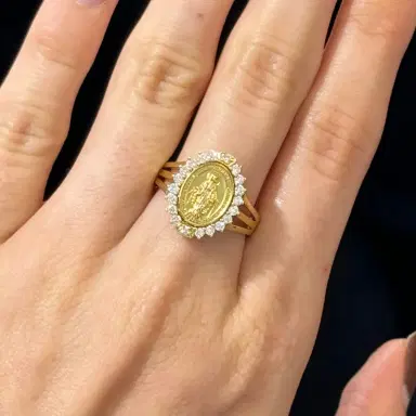 Wish Fine Jewelry 0.90ct Diamond 18K Gold Our Lady of Grace Ring | Thumbnail 3 Wish Fine Jewelry 0.90ct Diamond 18K Gold Our Lady of Grace Ring | Thumbnail 3