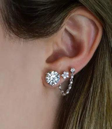 Wish Fine Jewelry 0.96ct Diamond 14K Gold Draped Chain Earrings | Thumbnail 2 Wish Fine Jewelry 0.96ct Diamond 14K Gold Draped Chain Earrings | Thumbnail 2