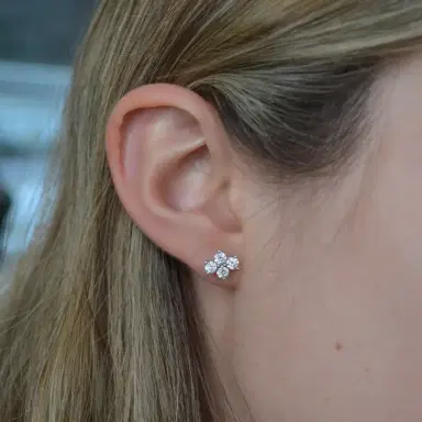Wish Fine Jewelry 1.02ct Diamond 18K Gold Four Stone Cluster Earrings | Thumbnail 2 Wish Fine Jewelry 1.02ct Diamond 18K Gold Four Stone Cluster Earrings | Thumbnail 2
