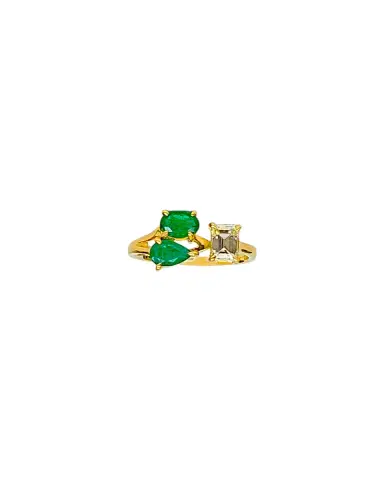 Wish Fine Jewelry 1.21ct Emerald Diamond 18K Gold Multi Shaped Ring | Thumbnail 1 Wish Fine Jewelry 1.21ct Emerald Diamond 18K Gold Multi Shaped Ring | Thumbnail 1