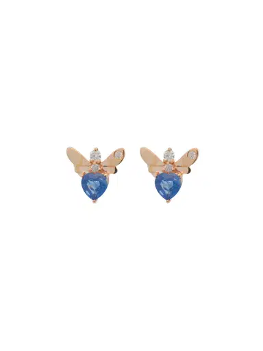 Wish Fine Jewelry 1.25ct Diamond Blue Topaz 14K Gold Fly Stud Earrings | Thumbnail 1 Wish Fine Jewelry 1.25ct Diamond Blue Topaz 14K Gold Fly Stud Earrings | Thumbnail 1