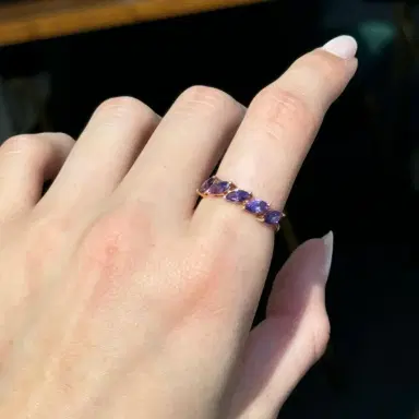 Wish Fine Jewelry 1.26ct Amethyst K Gold Marquise Half Band Ring | Thumbnail 2 Wish Fine Jewelry 1.26ct Amethyst K Gold Marquise Half Band Ring | Thumbnail 2