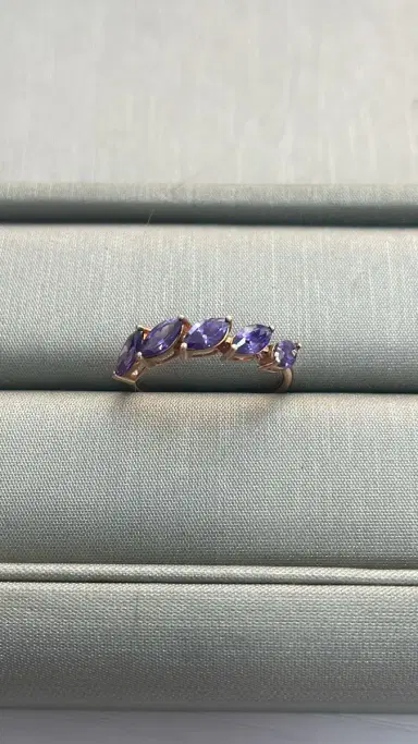 Wish Fine Jewelry 1.26ct Amethyst K Gold Marquise Half Band Ring | Thumbnail 1 Wish Fine Jewelry 1.26ct Amethyst K Gold Marquise Half Band Ring | Thumbnail 1