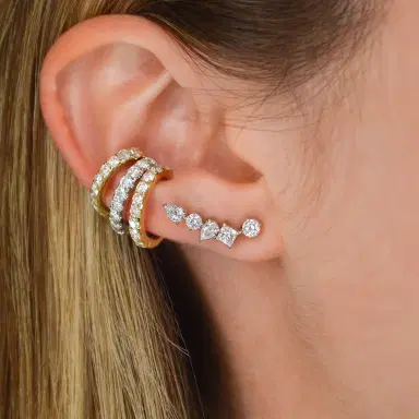 Wish Fine Jewelry 1.34ct Diamond 18K Gold Multishape Climber Earrings | Thumbnail 3 Wish Fine Jewelry 1.34ct Diamond 18K Gold Multishape Climber Earrings | Thumbnail 3