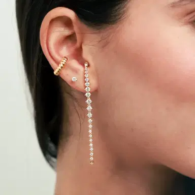 Wish Fine Jewelry 1.37ct Diamond 18K Gold Linear Cascade Climber Earrings | Thumbnail 4 Wish Fine Jewelry 1.37ct Diamond 18K Gold Linear Cascade Climber Earrings | Thumbnail 4