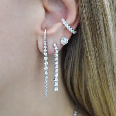 Wish Fine Jewelry 1.37ct Diamond 18K Gold Linear Cascade Climber Earrings | Thumbnail 5 Wish Fine Jewelry 1.37ct Diamond 18K Gold Linear Cascade Climber Earrings | Thumbnail 5