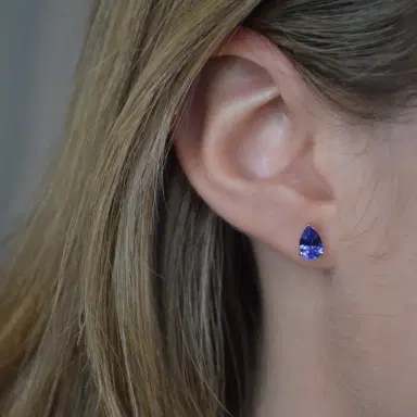 Wish Fine Jewelry 1.40ct Tanzanite 14K Gold Pear Stud Earrings | Thumbnail 2 Wish Fine Jewelry 1.40ct Tanzanite 14K Gold Pear Stud Earrings | Thumbnail 2