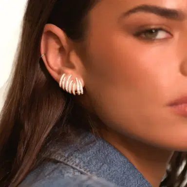 Wish Fine Jewelry 1.82ct Diamond 18K Gold Fire Flames Climber Earrings | Thumbnail 6 Wish Fine Jewelry 1.82ct Diamond 18K Gold Fire Flames Climber Earrings | Thumbnail 6