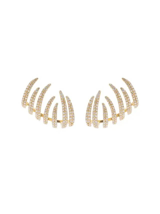 1.82ct Diamond 18K Gold Fire Flames Climber Earrings 1.82ct Diamond 18K Gold Fire Flames Climber Earrings
