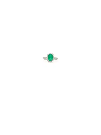 Wish Fine Jewelry 1.85ct Diamond Emerald 18K Gold Halo Ring | Thumbnail 1 Wish Fine Jewelry 1.85ct Diamond Emerald 18K Gold Halo Ring | Thumbnail 1