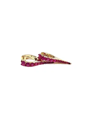 Wish Fine Jewelry 1.88ct Ruby 14K Gold Pointed Hoop Earrings | Thumbnail 1 Wish Fine Jewelry 1.88ct Ruby 14K Gold Pointed Hoop Earrings | Thumbnail 1
