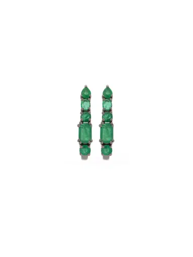 Wish Fine Jewelry 1.90ct Emerald 18K Gold Suspended Bar Earrings | Thumbnail 1 Wish Fine Jewelry 1.90ct Emerald 18K Gold Suspended Bar Earrings | Thumbnail 1