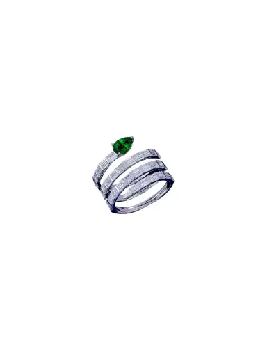 Wish Fine Jewelry 1.94ct Diamond & Emerald 14K Gold Spiral Ring | Thumbnail 1 Wish Fine Jewelry 1.94ct Diamond & Emerald 14K Gold Spiral Ring | Thumbnail 1