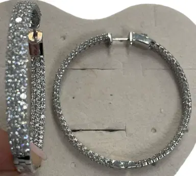 Wish Fine Jewelry 14K WG 10.01 CTW DIA Hoops | Thumbnail 2 Wish Fine Jewelry 14K WG 10.01 CTW DIA Hoops | Thumbnail 2