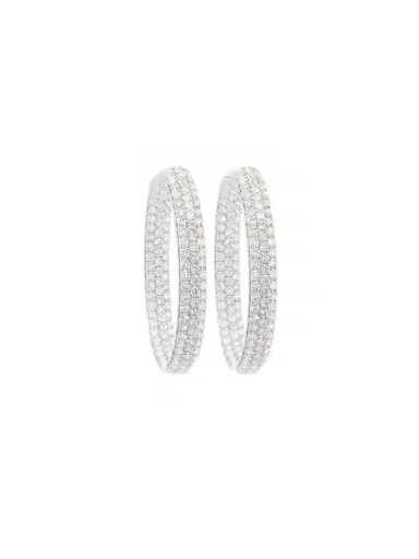 Wish Fine Jewelry 14K WG 10.01 CTW DIA Hoops | Thumbnail 1 Wish Fine Jewelry 14K WG 10.01 CTW DIA Hoops | Thumbnail 1