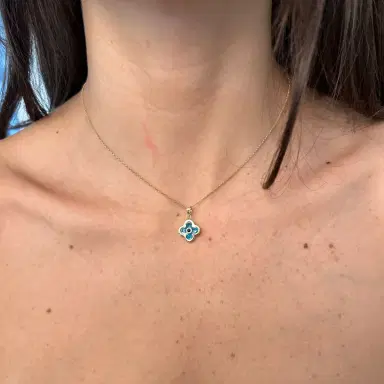 Wish Fine Jewelry 14K Yellow Gold Evil Eye Flower Shape Pendant 1g | Thumbnail 2 Wish Fine Jewelry 14K Yellow Gold Evil Eye Flower Shape Pendant 1g | Thumbnail 2