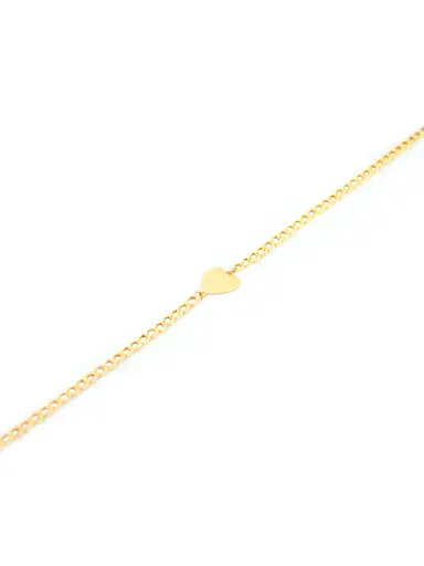 Wish Fine Jewelry 14KY Gold curb Link Bracelet whit heart. _7" inches with jump ring at 6 1/2" | Thumbnail 1 Wish Fine Jewelry 14KY Gold curb Link Bracelet whit heart. _7" inches with jump ring at 6 1/2" | Thumbnail 1
