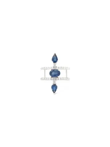 Wish Fine Jewelry 2.10ct Diamond Sapphire 18K Gold Open Shank Ring | Thumbnail 1 Wish Fine Jewelry 2.10ct Diamond Sapphire 18K Gold Open Shank Ring | Thumbnail 1
