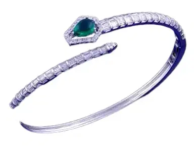 Wish Fine Jewelry 2.13ct Diamond Emerald 14K Gold Snake Cuff Bracelet | Thumbnail 1 Wish Fine Jewelry 2.13ct Diamond Emerald 14K Gold Snake Cuff Bracelet | Thumbnail 1
