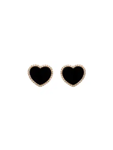 Wish Fine Jewelry 2.26ct Diamond Black Onyx 18K Gold Halo Heart Stud | Thumbnail 1 Wish Fine Jewelry 2.26ct Diamond Black Onyx 18K Gold Halo Heart Stud | Thumbnail 1