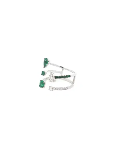 Wish Fine Jewelry 2.37ct Diamond Emerald 18K Gold Open Shank Ring | Thumbnail 2 Wish Fine Jewelry 2.37ct Diamond Emerald 18K Gold Open Shank Ring | Thumbnail 2