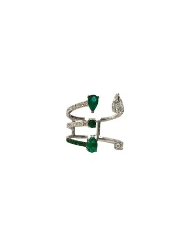 Wish Fine Jewelry 2.37ct Diamond Emerald 18K Gold Open Shank Ring | Thumbnail 4 Wish Fine Jewelry 2.37ct Diamond Emerald 18K Gold Open Shank Ring | Thumbnail 4