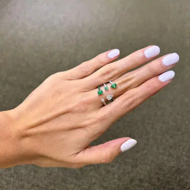 Wish Fine Jewelry 2.37ct Diamond Emerald 18K Gold Open Shank Ring | Thumbnail 5 Wish Fine Jewelry 2.37ct Diamond Emerald 18K Gold Open Shank Ring | Thumbnail 5