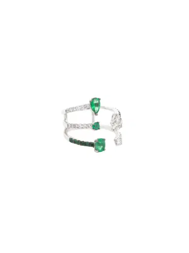 Wish Fine Jewelry 2.37ct Diamond Emerald 18K Gold Open Shank Ring | Thumbnail 1 Wish Fine Jewelry 2.37ct Diamond Emerald 18K Gold Open Shank Ring | Thumbnail 1