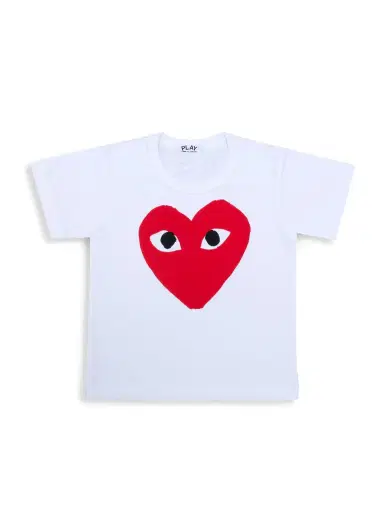 Comme des Garçons PLAY Little Kid's Play Kid's Logo T-Shirt - White Red | Thumbnail 1 Comme des Garçons PLAY Little Kid's Play Kid's Logo T-Shirt - White Red | Thumbnail 1
