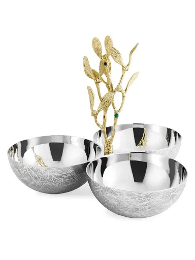 Michael Aram Mistletoe Triple Dish | Thumbnail 2 Michael Aram Mistletoe Triple Dish | Thumbnail 2