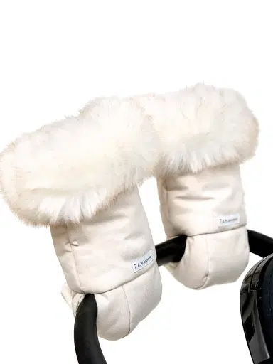 7AM Kid's Faux Fur-Trim Warmmuffs - White | Thumbnail 2 7AM Kid's Faux Fur-Trim Warmmuffs - White | Thumbnail 2