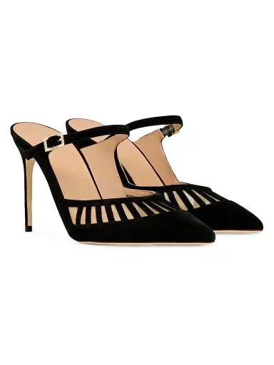 Malone Souliers Women's Bardot 90MM Suede Mules - Black | Thumbnail 3 Malone Souliers Women's Bardot 90MM Suede Mules - Black | Thumbnail 3