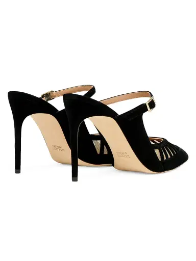 Malone Souliers Women's Bardot 90MM Suede Mules - Black | Thumbnail 4 Malone Souliers Women's Bardot 90MM Suede Mules - Black | Thumbnail 4