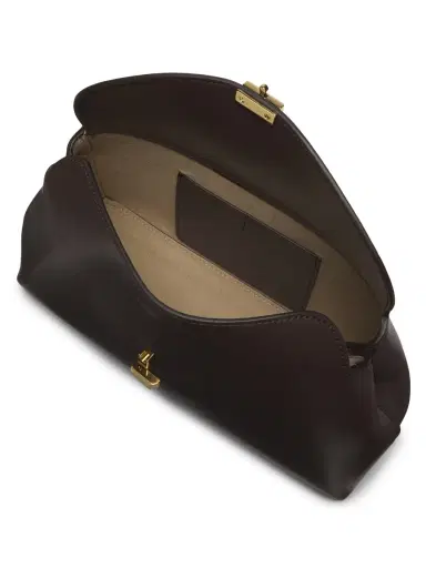 Toteme Women's T-Lock Convertible Leather Clutch - Bark | Thumbnail 3 Toteme Women's T-Lock Convertible Leather Clutch - Bark | Thumbnail 3