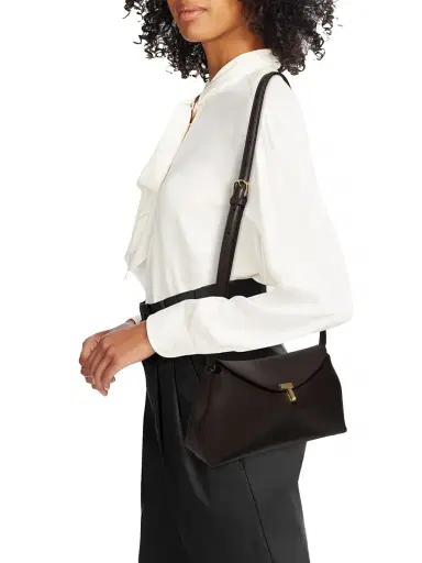Toteme Women's T-Lock Convertible Leather Clutch - Bark | Thumbnail 1 Toteme Women's T-Lock Convertible Leather Clutch - Bark | Thumbnail 1