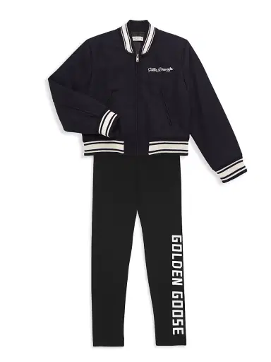 Golden Goose Little Kid's & Kid's Golden Wool-Blend Bomber Jacket - Dark Blue | Thumbnail 2 Golden Goose Little Kid's & Kid's Golden Wool-Blend Bomber Jacket - Dark Blue | Thumbnail 2