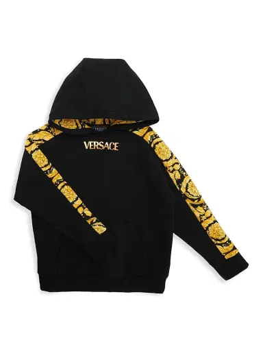 Versace Little Kid's & Kid's Foil Stamp Logo Barocco Sweatshirt - Black Gold - Size 5 | Thumbnail 1 Versace Little Kid's & Kid's Foil Stamp Logo Barocco Sweatshirt - Black Gold - Size 5 | Thumbnail 1