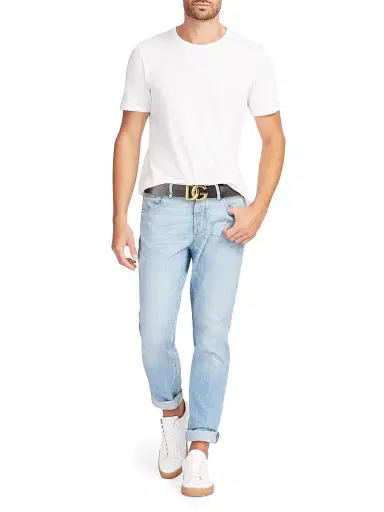 Dolce & Gabbana Men's DG Logo Leather Belt - Nero Oro | Thumbnail 2 Dolce & Gabbana Men's DG Logo Leather Belt - Nero Oro | Thumbnail 2