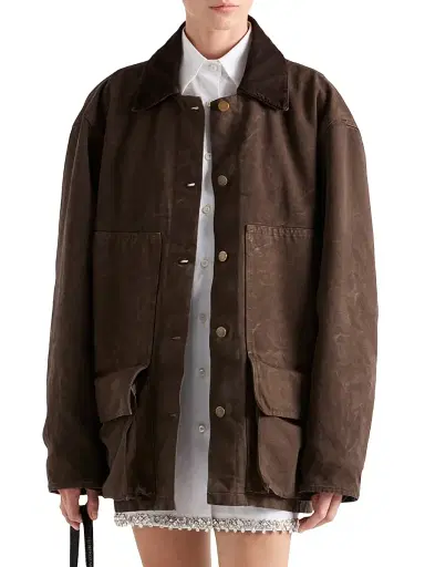 Prada Women's Canvas Jacket - Brown | Thumbnail 2 Prada Women's Canvas Jacket - Brown | Thumbnail 2