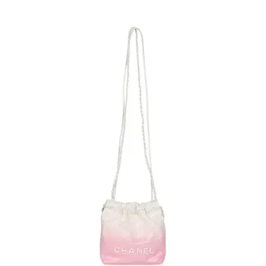 Chanel Chanel Mini 22 Bag Pink and White Ombre Calfskin Lacquered Metal Hardware | Thumbnail 7 Chanel Chanel Mini 22 Bag Pink and White Ombre Calfskin Lacquered Metal Hardware | Thumbnail 7
