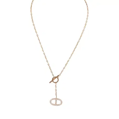 HERMÈS Hermes Collier Chaine D'Ancre Contour Pendant GM Necklace 18K Rose Gold & Diamonds | Thumbnail 1 HERMÈS Hermes Collier Chaine D'Ancre Contour Pendant GM Necklace 18K Rose Gold & Diamonds | Thumbnail 1