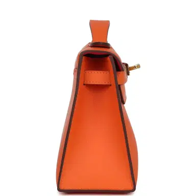 HERMÈS Hermes Special Order (HSS) Kelly Pochette Orange Verso Swift Gold Hardware | Thumbnail 3 HERMÈS Hermes Special Order (HSS) Kelly Pochette Orange Verso Swift Gold Hardware | Thumbnail 3