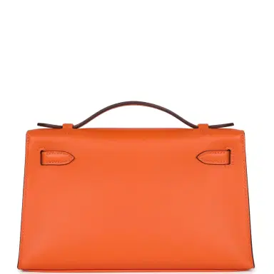HERMÈS Hermes Special Order (HSS) Kelly Pochette Orange Verso Swift Gold Hardware | Thumbnail 4 HERMÈS Hermes Special Order (HSS) Kelly Pochette Orange Verso Swift Gold Hardware | Thumbnail 4