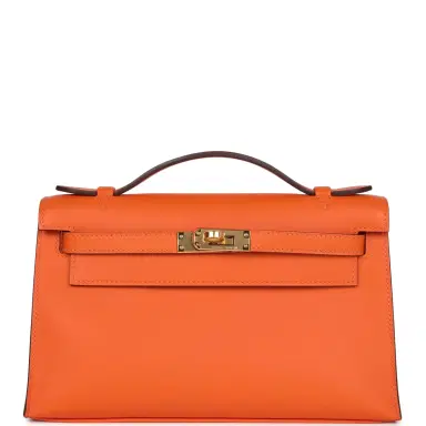 HERMÈS Hermes Special Order (HSS) Kelly Pochette Orange Verso Swift Gold Hardware | Thumbnail 1 HERMÈS Hermes Special Order (HSS) Kelly Pochette Orange Verso Swift Gold Hardware | Thumbnail 1
