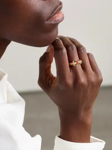 L’Atelier Nawbar Warrior Venus 18-karat Gold, Rhodium-plated, Coral And Diamond Ring | Thumbnail 2 L’Atelier Nawbar Warrior Venus 18-karat Gold, Rhodium-plated, Coral And Diamond Ring | Thumbnail 2