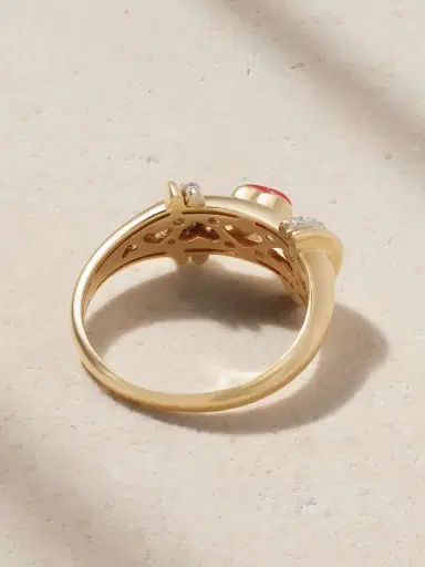 L’Atelier Nawbar Warrior Venus 18-karat Gold, Rhodium-plated, Coral And Diamond Ring | Thumbnail 3 L’Atelier Nawbar Warrior Venus 18-karat Gold, Rhodium-plated, Coral And Diamond Ring | Thumbnail 3