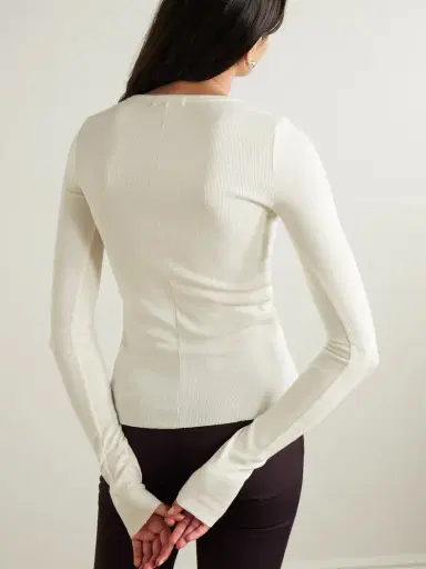 ÉTERNE Ribbed Stretch Cotton And Modal-blend Top | Thumbnail 3 ÉTERNE Ribbed Stretch Cotton And Modal-blend Top | Thumbnail 3