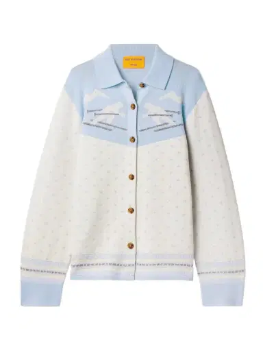 Guest In Residence Downhill Wool And Cashmere-blend Jacquard Cardigan | Thumbnail 1 Guest In Residence Downhill Wool And Cashmere-blend Jacquard Cardigan | Thumbnail 1